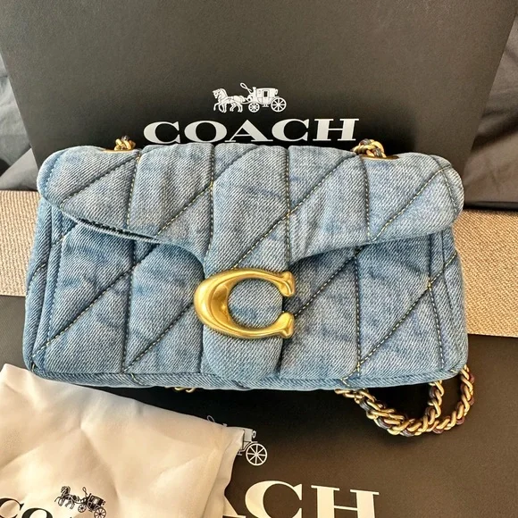 100% Authentic Coach Tabby Denim Shoulder bag 20 - Picture 2 of 8